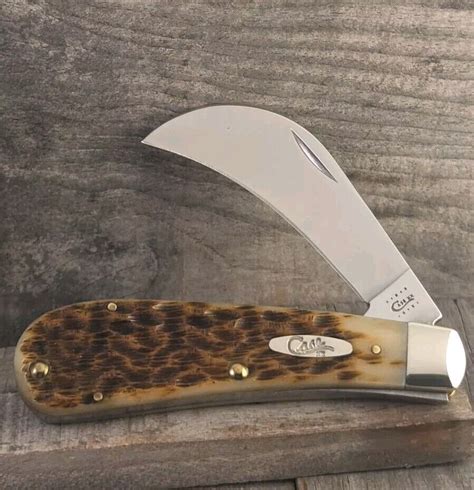 Case Xx Beautiful Amber Jigged Bone Hawkbill Pruner Knife