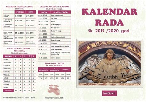 školski kalendar Vjera i djela