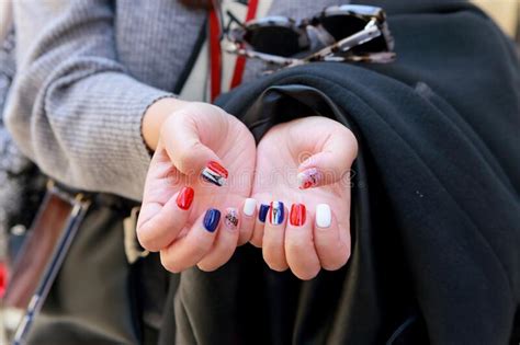 French Flag Nail Design Nail Design Stock Image Image Of Fashion