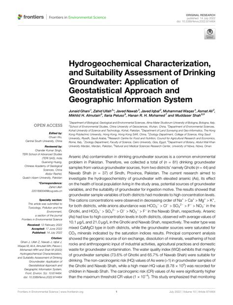 Pdf Hydrogeochemical Characterization And Suitability Assessment Of