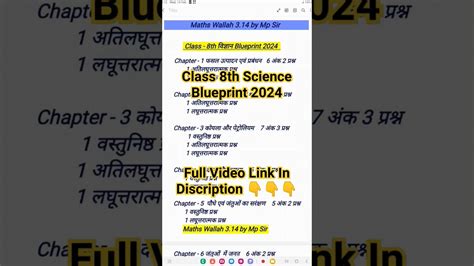 Class 8th Science Blueprint Model Paper 2024 Blueprint Class 8th