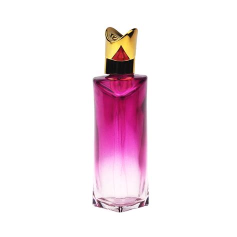 New Design Elegant Triangle Pink Gradient Refillable Perfume Spray Bottle 100 Ml With Gold Cap