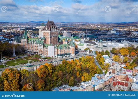 Aerial View Of Quebec City In The Fall Canada Stock Image Image Of