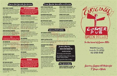 Corner Pub menu - BoydTech Design, Inc.