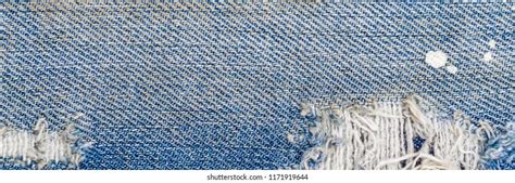 Denim Frame Ripped Denim Fabric Fringe Stock Photo 1213400782