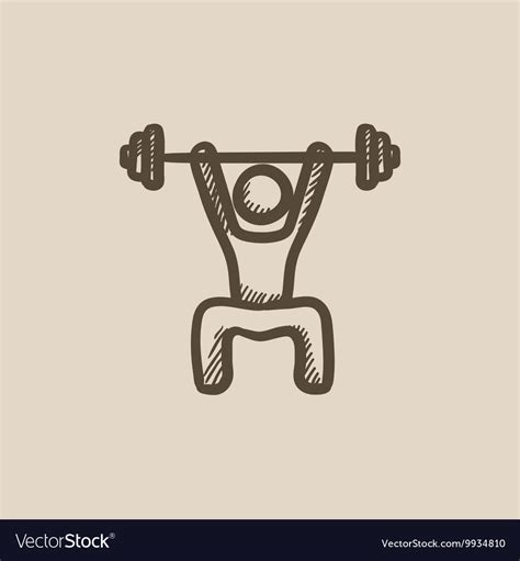 Man exercising with barbell sketch icon Royalty Free Vector