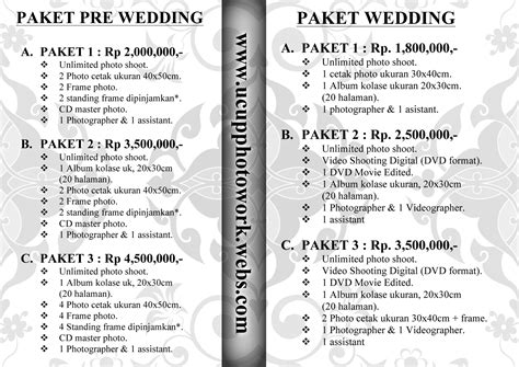 24 Contoh Price List Prewedding