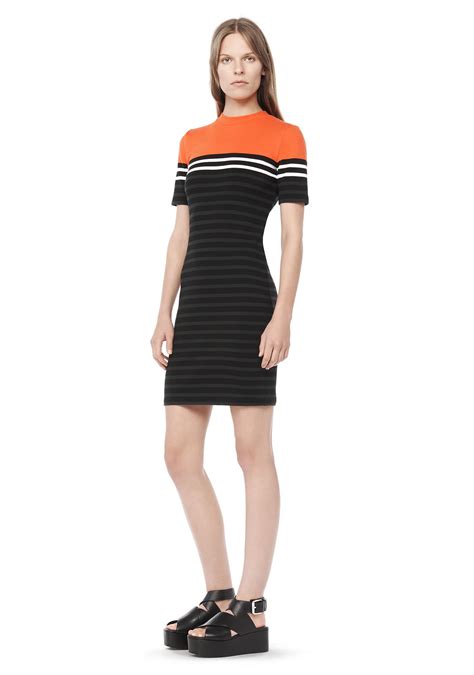 Lyst T By Alexander Wang Striped Cotton T Shirt Dress In Red