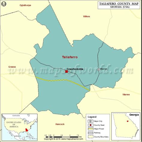 Map of Taliaferro County in Georgia, USA. Oglethorpe, Georgia Usa ...