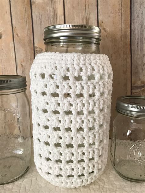 Mason Jar Cozy Half Gallon Sized Jar Cover Crochet Bottle Etsy