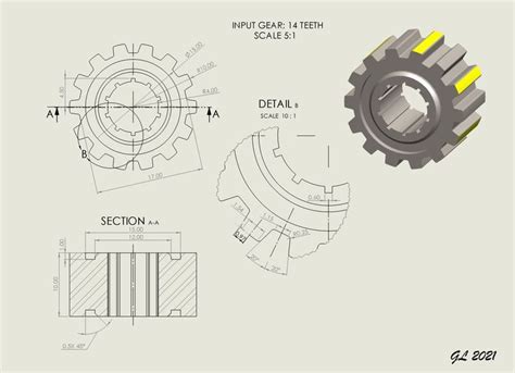 GEAR SPEED REDUCER EXERCISE INPUT GEAR Autocad Isometric Drawing