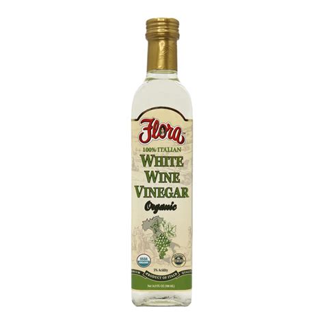 White Wine Vinegar Organic Acidity Oz Ml Flora Fine Foods