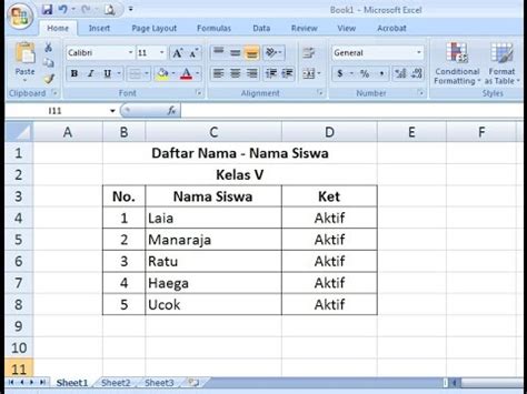 Tutorial Belajar Cara Membuat Tabel Pada Microsoft Excel YouTube