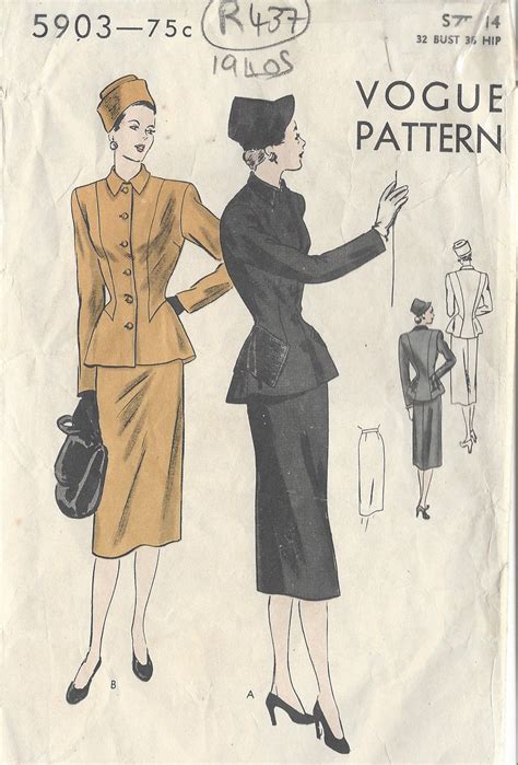 S Vintage Vogue Sewing Pattern B Jacket Blouse Skirt R