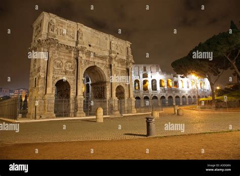 Arch Of Constantine With The Colosseum In The Background Rom Italy