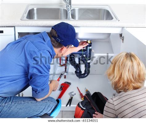 Mature Plumber Fixing Sink Kitchen Stock Photo 65134051 Shutterstock
