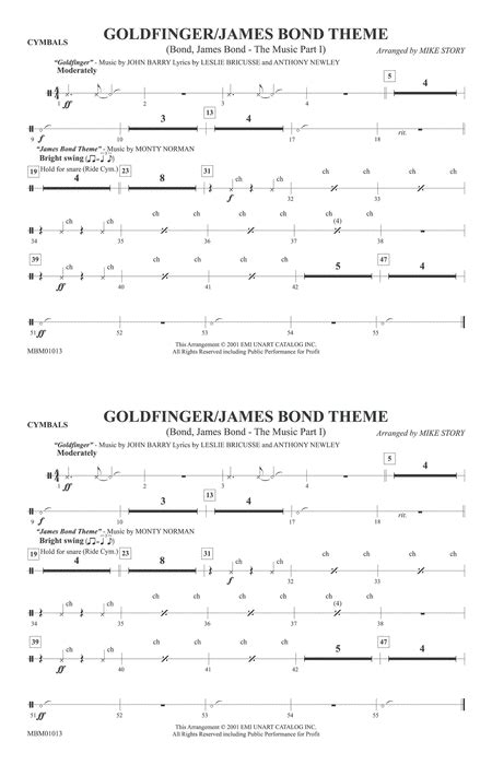 Goldfinger / James Bond Theme: Cymbals - Marching Band - Digital Sheet ...