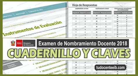 Cuadernillo Y Claves Del Examen De Nombramiento Docente Docentes Eib