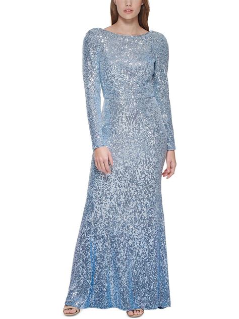 Eliza J Sequined Full Length Evening Dress In Blue Lyst