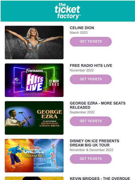 The Ticket Factory Celine Dion Free Radio Hits Live George Ezra