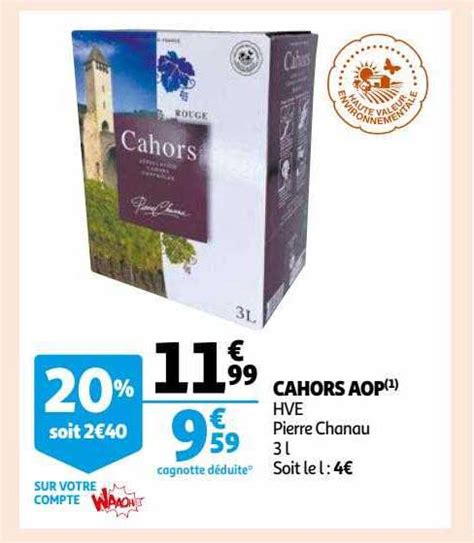 Promo Cahors Aop Hve Pierre Chanau Chez Auchan Icatalogue Fr