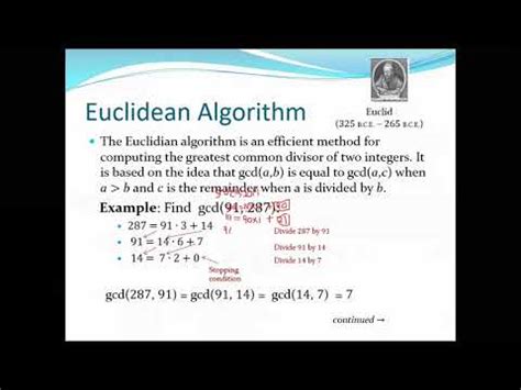 Lecture2 CH4 Euclidean Algorithm GCD YouTube