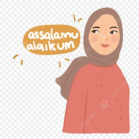 Gambar Stiker Assalamualaikum Dengan Karakter Wanita Berhijab