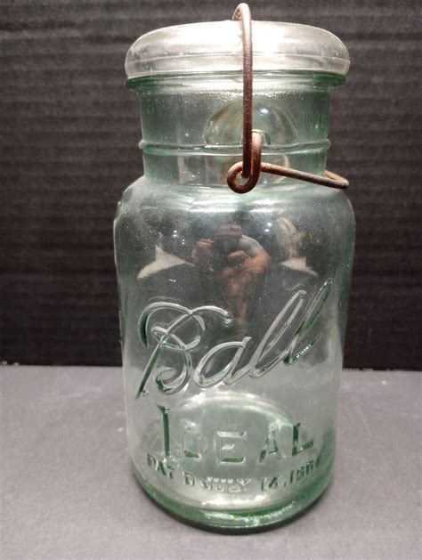 Vintage Quart Ball Ideal Mason Jar 10 Patd July 14 1908 Great