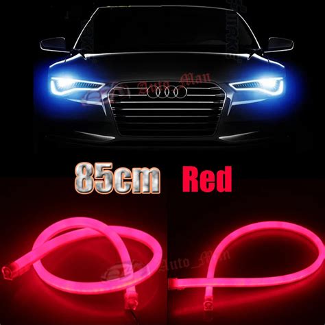 X Cm Red Daytime Running Lights Tube Style Flexible Led Strips Car