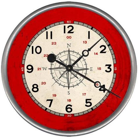 Compass Rose Vintage Style Wood Sign Wall Clock Personalized Retro