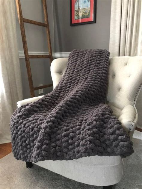 Chunky Knit Blanket Gray Blanket Knit Blanket Super - Etsy