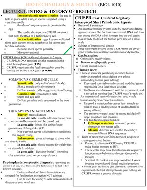 BIOL1010 Syllabus Fall 2021 BIOTECHNOLOGY AND SOCIETY BIOL 1010