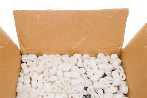 Box Styrofoam Packing Peanuts Isolated Background Stock Photo by ...