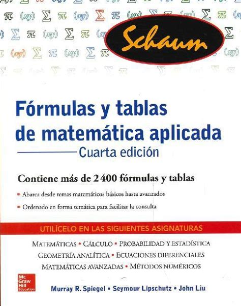 Livro FÓrmulas Y Tablas De MatemÁtica Aplicada Schaum De Sey Mcgraw Hill Livros De Ciências