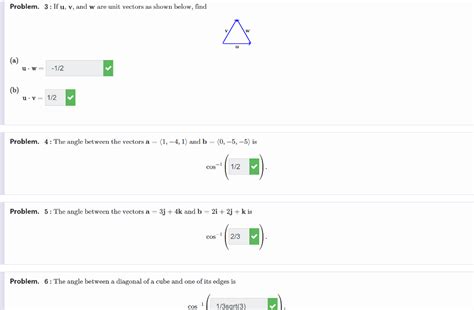 Solved Problem 3 If U V And W Are Unit Vectors As Shown