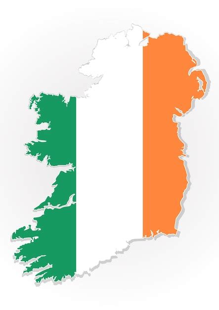 Mapa de la República de Irlanda con la bandera nacional aislada sobre