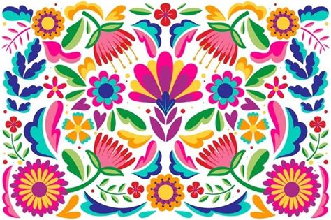 Fondo Bordado Mejicano Colorido Vector Gratis Folk Art Flowers Mexican Art Mexican Flowers