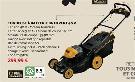 Promo Tondeuse à Batterie BG Expert 40V chez Bricomarché