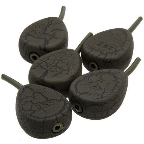 Fishing 5 X 2 Oz Flat Pear Inline Carp Fishing Lead Weights Terminal Tackle