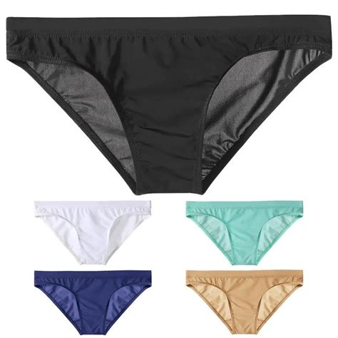 DHgate Mens Sexy Low Waist Ice Silk Briefs Translucent Bikini