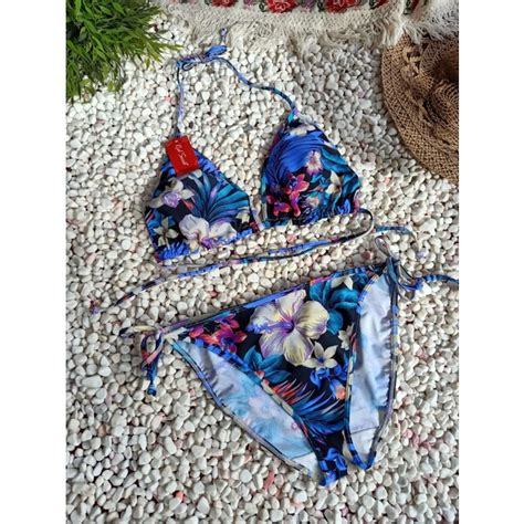 Jual Bikini Bk R Xo Bunga Biru Hijau Bikini Pantai Segitiga With