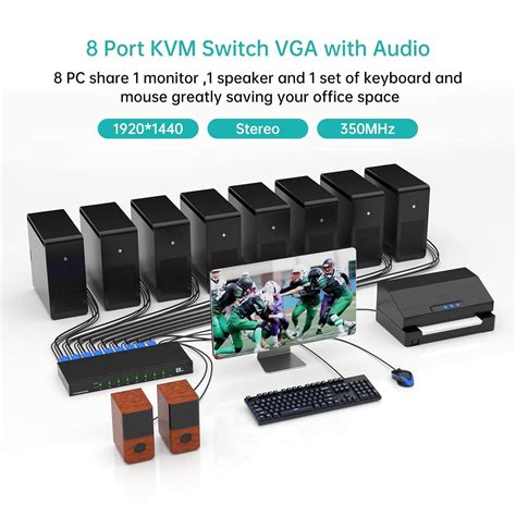 Mt Viki 8 Port Kvm Switch Vga Wkeyboard Hotkey And Audio Industrial