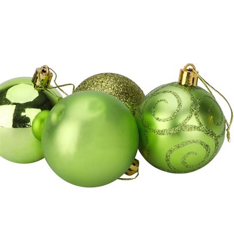 Christmas Concepts® Pack Of 10 60mm Lime Green Christmas Tree Baubles Shiny Matte And Glitter