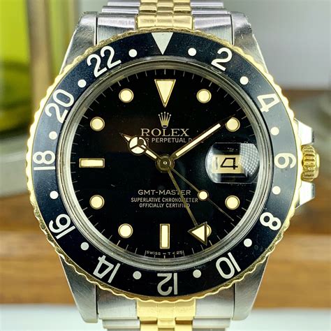 1985 Vintage Rolex 16753 GMT-Master 2 Tone Gold & Steel - Awadwatches