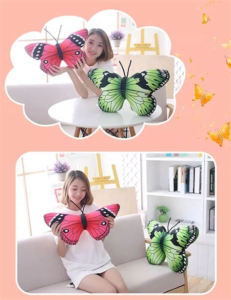 Colorful Butterfly Plush Pillow Lifelike Stuffed Throw Cushion For