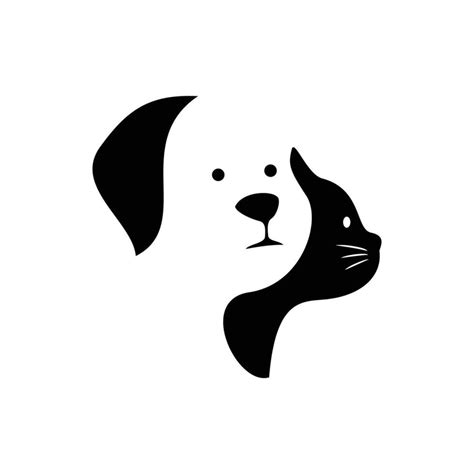 Diseño De Logotipo De Silueta De Gato Y Perro Gatito Y Cachorro Icono