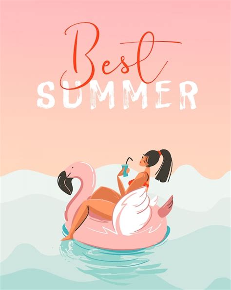 Hand gezeichnete abstrakte spaß sommerzeit illustrationskarte mit