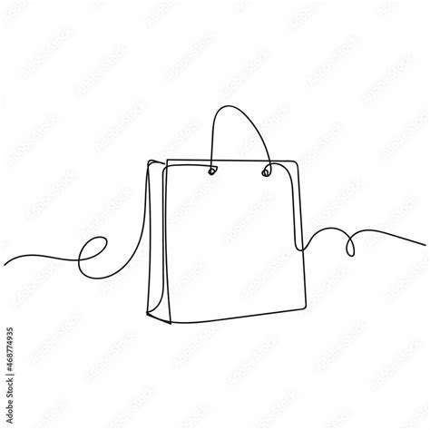 Vector Continuous One Single Line Drawing Icon Of Shopping Bag In