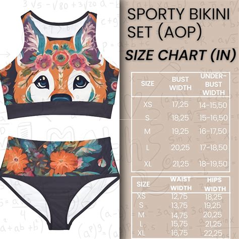 Size Chart Printable Bikini Set Size Guide Printify Digital Size Chart Etsy