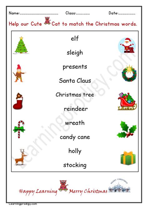 Free Printable Christmas Matching Worksheet For Kids With Pictures